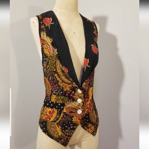 JONATHAN MARTIN VINTAGE POLKA DOT PAISLEY VEST 90S PREPPY FALL AUTUMN COLLEGE L - Picture 2 of 9